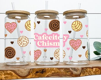 Cafecito y Chisme glass tumbler - Cafecito y Chisme libbey cup - cafecito y chisme glass cup - Mothers Day Gift - iced coffee glass