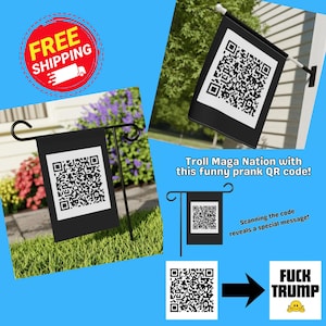 Fuck Trump QR Code Garden or House Flag, Funny FDT Anti-Trump Yard Sign Decor