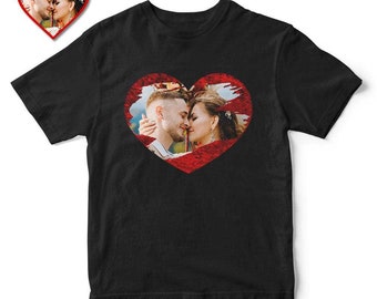 Custom Photo Heart Shaped Sequin T-Shirt for Mother‘s Day