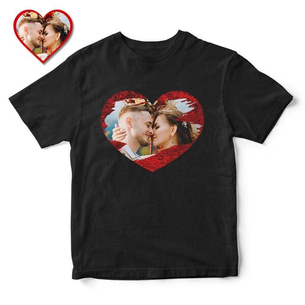 Custom Photo Heart Shaped Sequin T-Shirt for Mother‘s Day