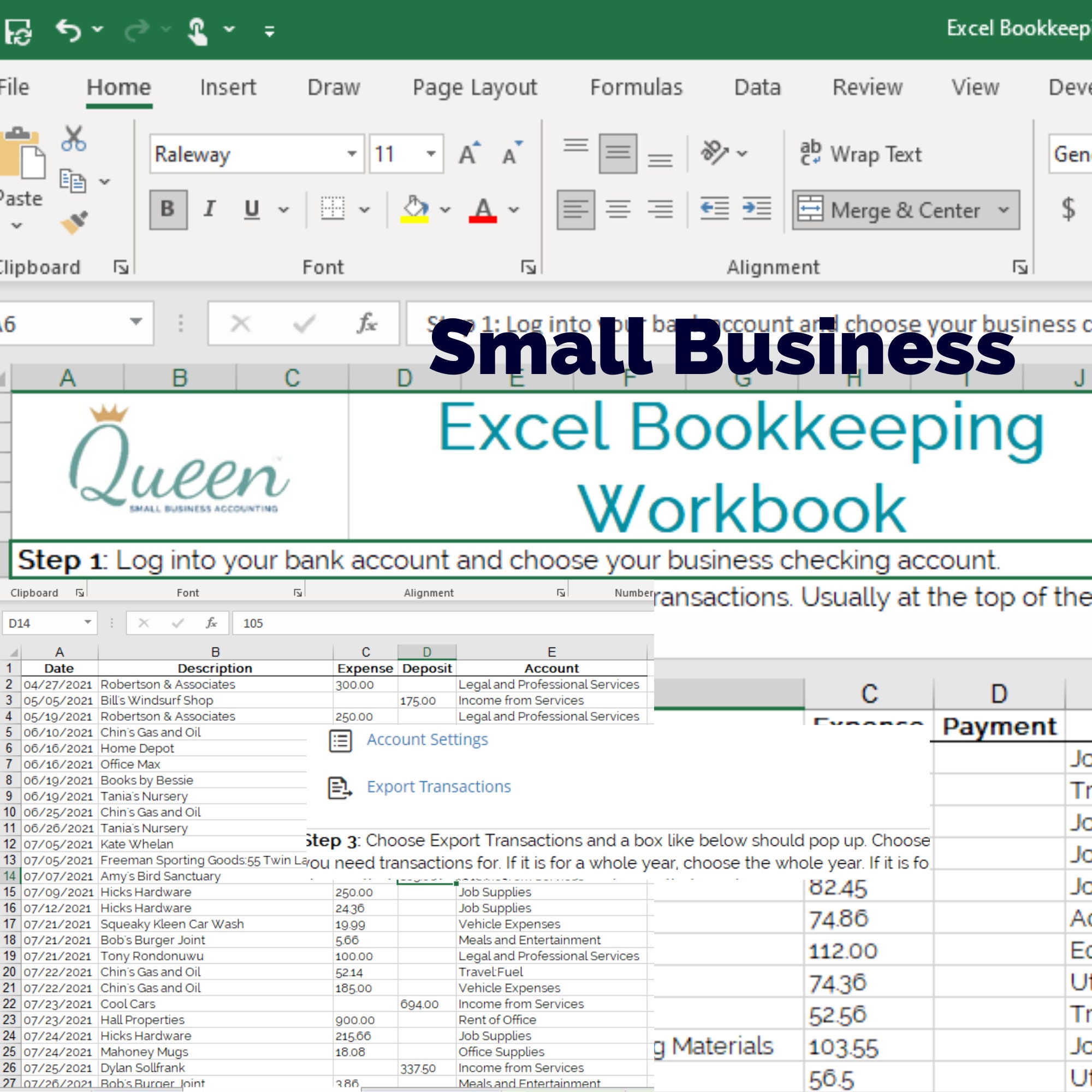 Excel Bookkeeping Template For Small Businesses Etsy