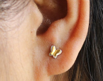 Tiny Butterfly Stud Earrings, Gold Silver Color Earrings, Earrings For Women, Gift for Girl, Sterling Silver Stud