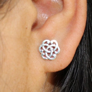 Celtic Knot Stud Earrings, 925 Solid Sterling Silver, Gift for Her, Birthday Gift for Her, Flower Celtic Earrings