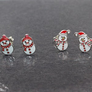 Snowman Stud Earrings: 925 Sterling Silver Kids Jewelry