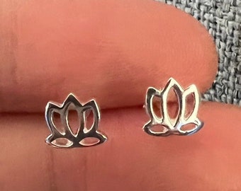 Sterling Silver Lotus Stud Earrings: Floral Jewelry Gift