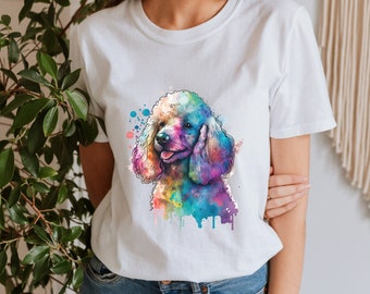 Poodle T-Shirt, Poodle Lover Tee, Poodle Owner Gift, Colorful Dog Print, Animal Lover Shirt, Cute Poodle Puppy, Happy Poodle Face Art Tshirt