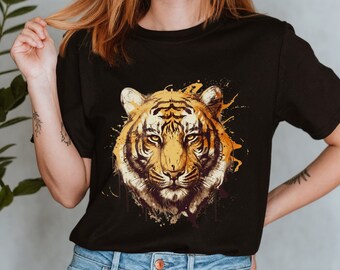 Tiger T-Shirt, Tiger Face Shirt, Tiger Watercolor Tee, Wild Animal Print Tshirt, Tiger Lover Gift, Unisex Tiger Graphic Tee, Animal Print