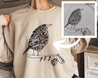 Sudadera de dibujo personalizada para niños, camisa de arte para niños, regalo para mamá, regalo para papá, regalo de Navidad, regalo personalizado para abuelos, unisex personalizado