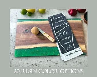 CUSTOM Black Walnut Live Edge Charcuterie Board Resin Serving Tray Resin Charcuterie Board Wood Epoxy Charcuterie Board Epoxy Serving Tray