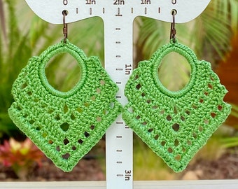 Thread Crochet Boho Earrings - Handmade/Hypoallergenic/Lightweight
