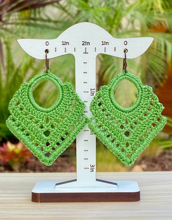 Thread Crochet Boho Earrings Handmade hypoallergenic lightweight
