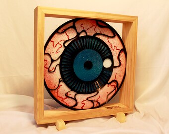 Eyeball Vinyl Record Art, Framed Comic Decor, Limited Edition