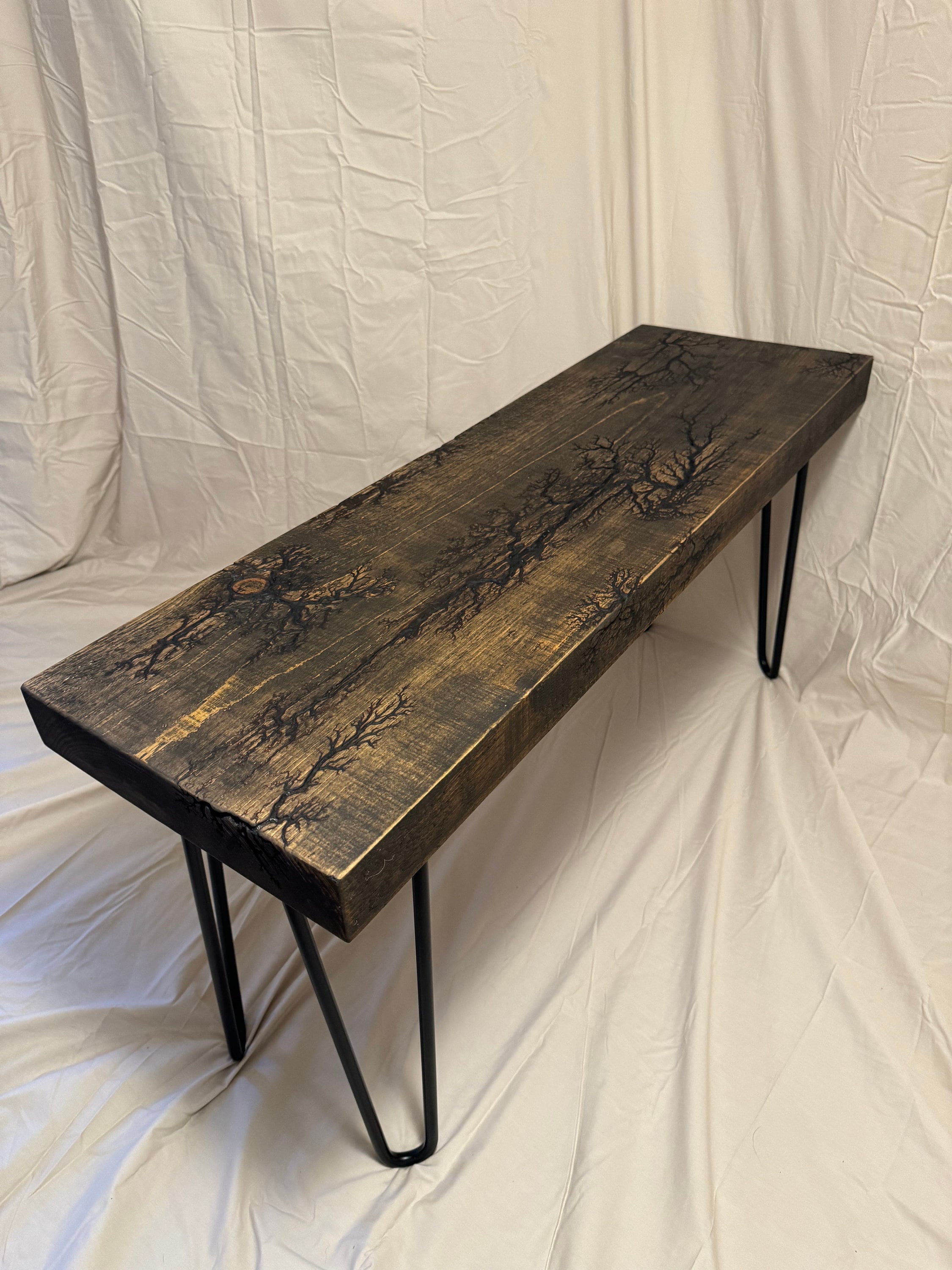 long board Table「BURN MIND」BLACK Fractal Burned End Tables - Etsy