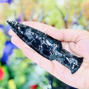 150MM Beautiful Black Obsidian Athame Obsidian Knife Handmade Knife Gemstone Lava Crystal Knife Blade Hand Knapped Obsidian Blades Quality