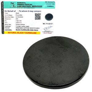 Black Tourmaline Charging Plate: Grounding & Protection Crystal (80-90mm Round