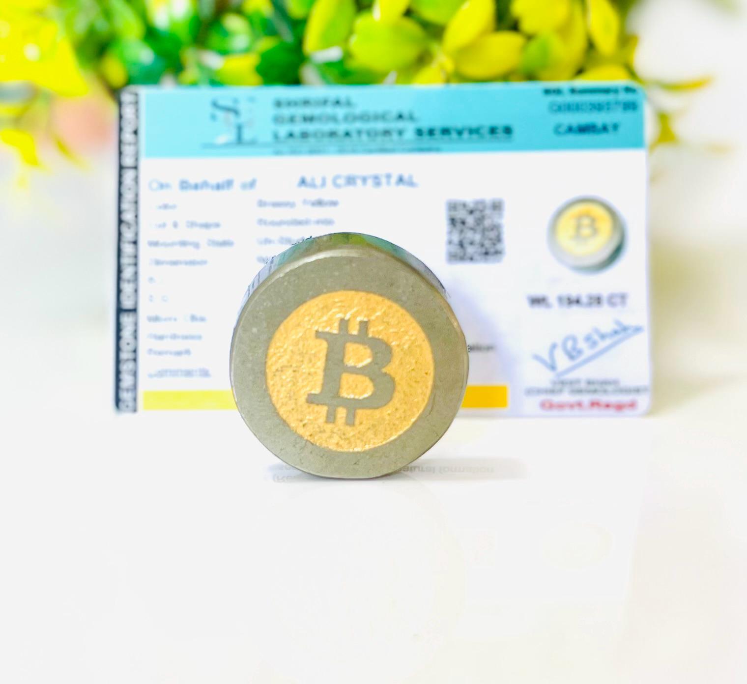 Pyrite Bitcoin Coin, Gold Crypto Symbol, Reiki Healing Crystal - Etsy