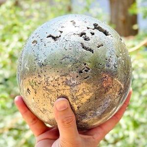 155MM Peru Pyrite Crystal Ball: Polished Gemstone Sphere