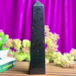Black Tourmaline Ctystals Tower,Facet Polished Crystal Point for Protection,Grounding & Energy Cleansing – Reiki,Home Décor,Healing Stone