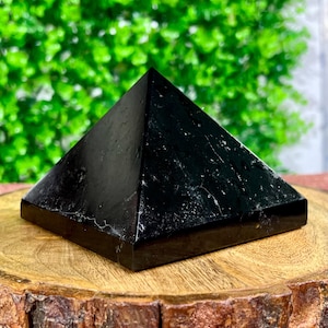 Large Black Tourmaline Pyramid: Handmade Healing Crystal for Positivity