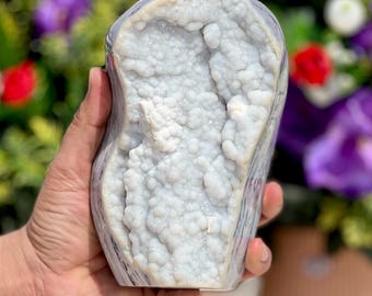 18CM Dendritic Opal Druzy Heart: Altar Crystal Healing Stone