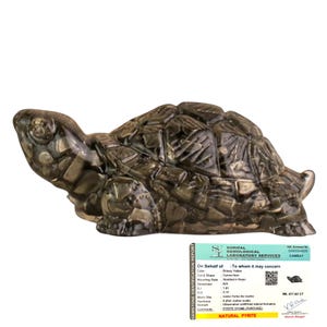 Tortuga de piedra de pirita certificada original, cristal de orgonita para la buena suerte, decoración del hogar para la prosperidad.