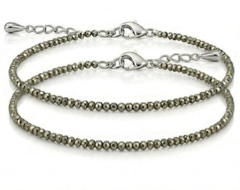 Raw Pyrite Stone Anklet | Adjustable Spiritual Jewelry