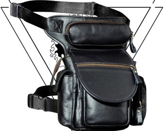Utility Thigh Pouch Holster Leather Drop Leg Bag Belt Sling Pack Hip Bum Bag