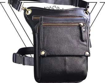 Hip Sling Pack Leather Drop Leg Bag Belt Thigh Pouch Holster Utility Bum Bag