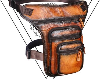 Leather Hip Drop Leg Bag Thigh Pouch Holster Belt Sling Pack Utility Bum Bag