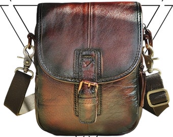 Leather Crossbody Bag for Men Stylish and Compact Perfect Sized Messenger Satchel Sling Bag Gift for Him