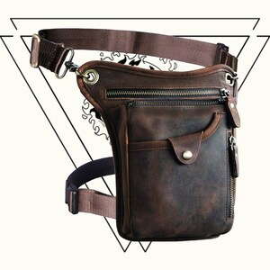 Leather Side Bag With Leg Strap Etsy
