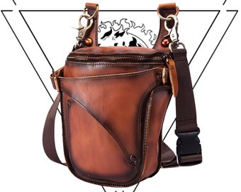 Leather Thigh Pouch Holster Belt Drop Leg Bag Hip Sling Pack Utility Bum Bag