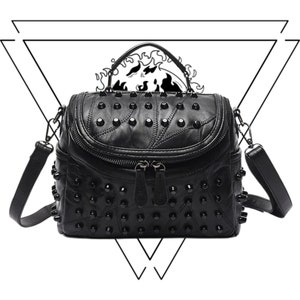 Gothic Messenger Purse Vegan Leather Handbag Goth Punk Bag Boston Statement Bag