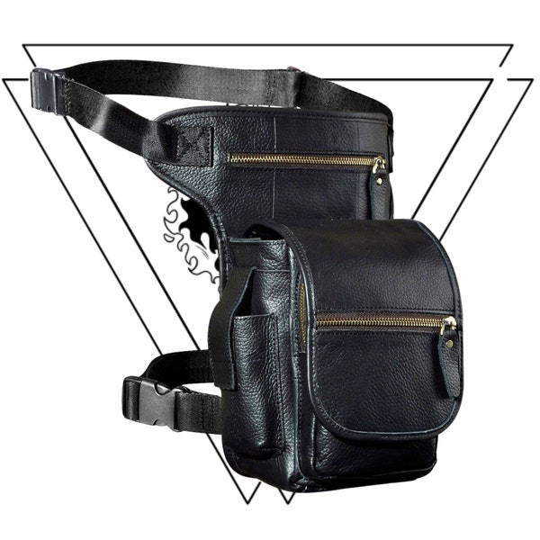 Utility Drop Leg Bag Leather Belt Pouch Holster Thigh Sling Pack Hip Bum Bag