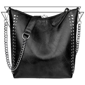 New Studded Tote Big Vegan Leather Boho Handbag Luxury Shoulder Bag Ladies Bohemian Bag Crossbody Chic Purse for Women