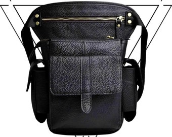 Vintage Leather Drop Leg Bag Versatile Utility for Every Adventure