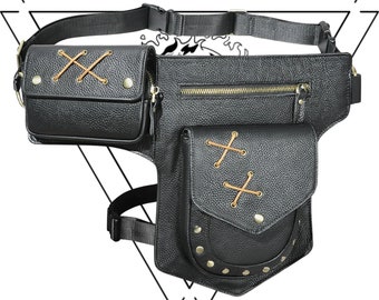 Steampunk Leather Thigh Bag Versatile Holster Utility Belt for Festival Goers and Adventurers
