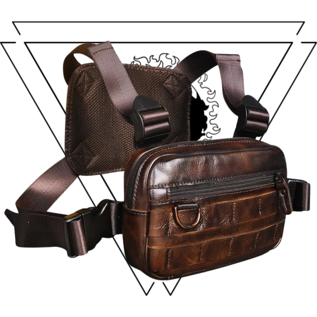 Tactical Leather Chest Rig Bag Military Vest Bikers Crossbody Sling Bag ...
