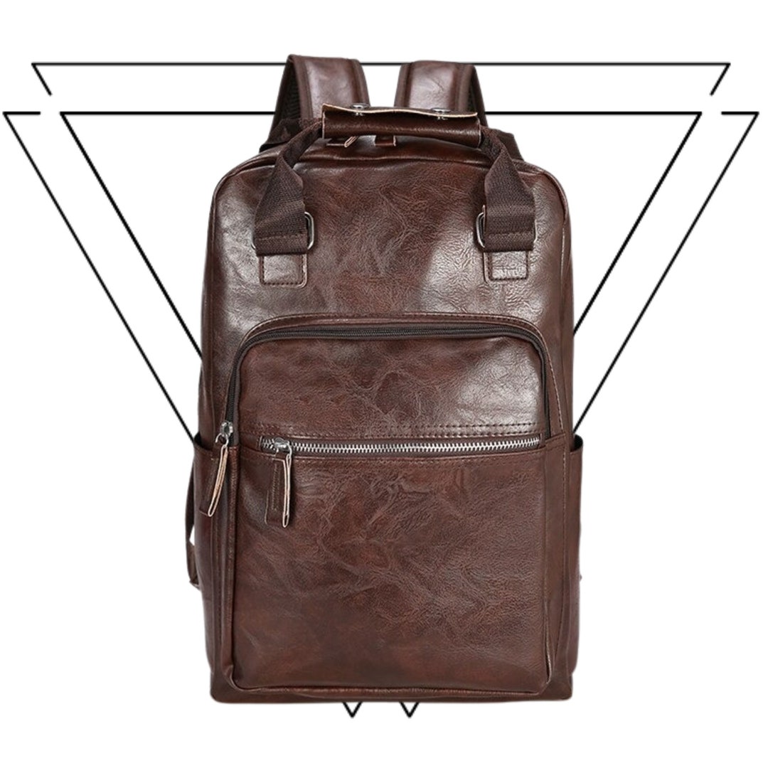 New Large Laptop Backpack, Luxury Vegan Leather Travel Rucksack