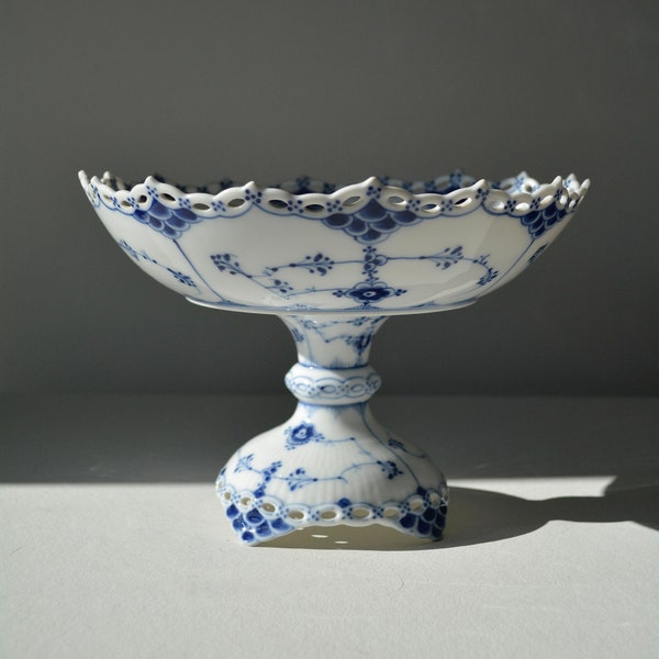 Centre de table en dentelle bleu royal de Copenhague n° 1020-1021 - Années 1800 - Danemark - NORDIC Selected