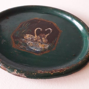 Antique Hand Painted Tray With Swans | Metal | 1800s | Sweden | NORDIC Selected, Denmark