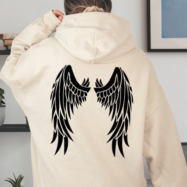 Angel Wing Hoodie, Back Hoodie Designs, Trendy Sweatshirt, Personal Gift Hoodie, Back And Front Design, Gift Hoodies, Unisex Angel Wing Hood