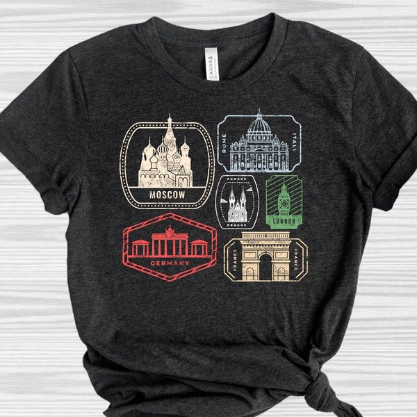 Visited Cities Stamps Shirt, Traveler Shirt, City Postcard Stamp Shirt, City Sticker Shirt, Cities And States, European Cities Shirts