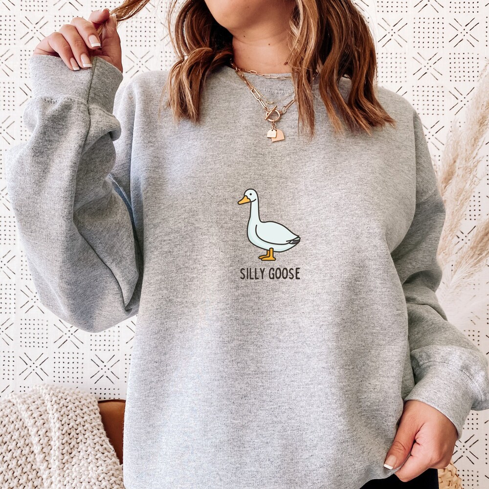 Shirtless Style Silly Goose Sweatshirt, Funny Goose Sweatshirt, Funny Animal Sweatshirt, Duck Sweatshirt, Cute Goose Sweatshirt, Funny Meme Sweatshirt
