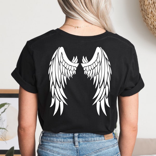 Angel Wing Shirt, Back T-Shirt Designs, Trendy Shirts, Personal Gift Tee, Back And Front Design, Gift Shirts, Unisex Angel Wing T-Shirts