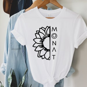 Monat Sonnenblumen Shirt, Monat T-Shirt, Wellness Shirt, Monat Global T-Shirt, individuelles T-Shirt für Monat, Monat Top T-Shirt, Monat Kleidung, Beauty Shirt Bild 3