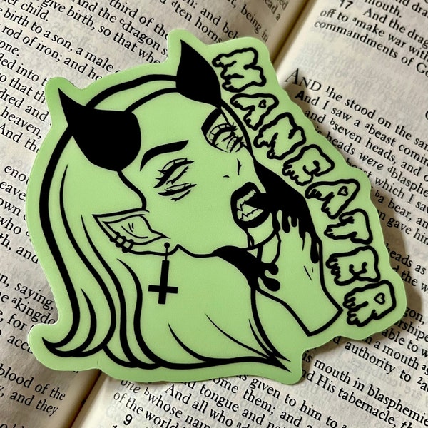 Glow in the Dark Demon Girl Sticker | Emo Pin Up Sticker | Devil Girl Decal | Succubus Sticker | Hydroflask Decal | Kawaii Sticker