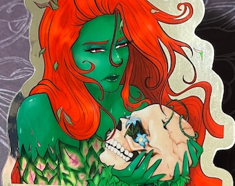 Poison Ivy chroomsticker | DC holografische vinylsticker