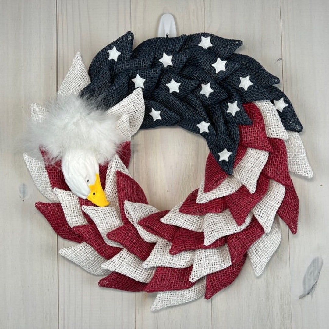 Patriotic Eagle Wreath for Front Door 4th of July Memorial Etsy
