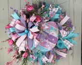 Floral Easter Egg Easter Wreath, Spring Design, Porch Door Decor, Shelly's Wreaths and More, Easter Egg Door Design, Spring Floral Design